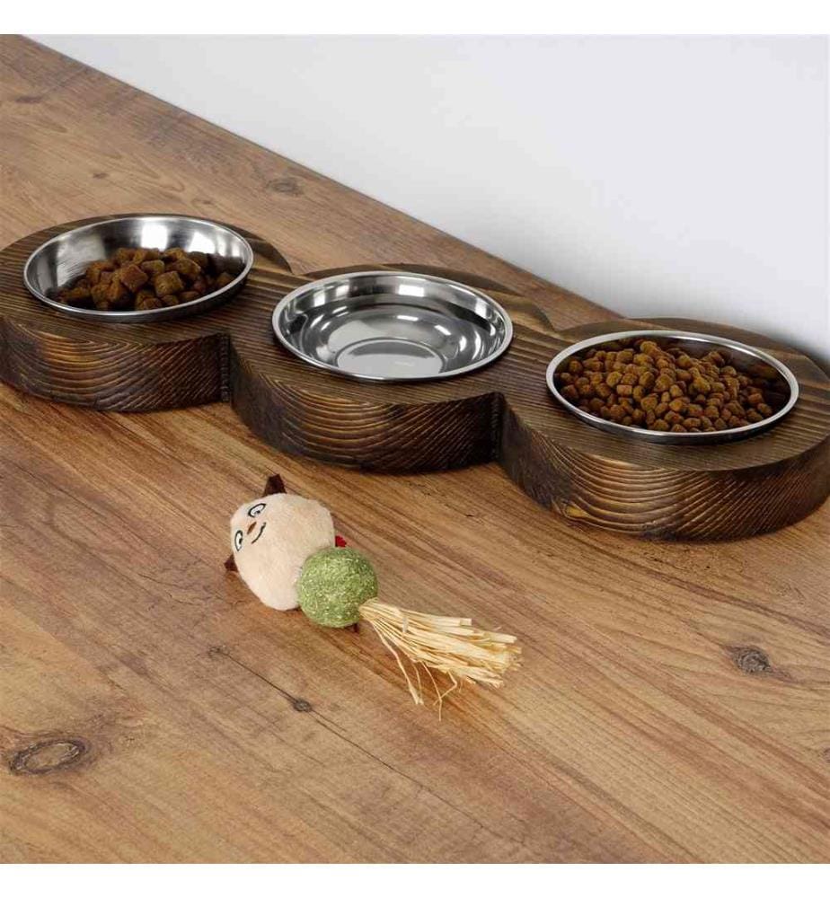 Gamelle pour animaux de compagnie, noyer, épicéa