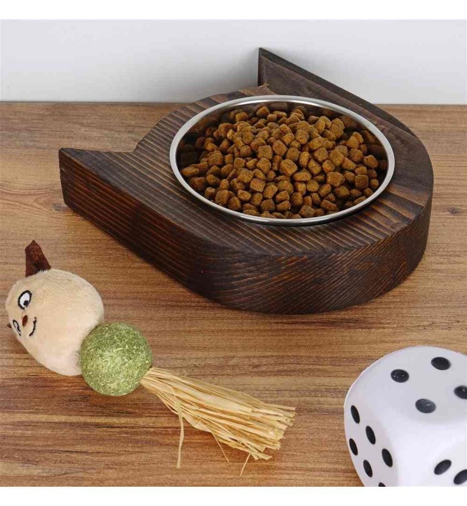 Gamelle pour animaux de compagnie, noyer, épicéa