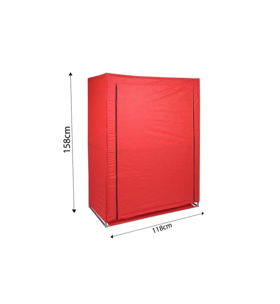 Borsa portaoggetti, rossa, tessuto di ovatta, struttura in metallo