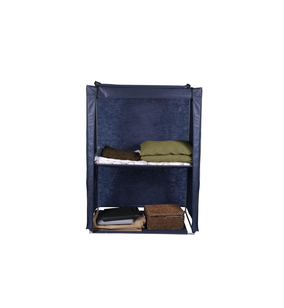 Borsa portaoggetti, blu scuro, tessuto di ovatta, struttura in metallo