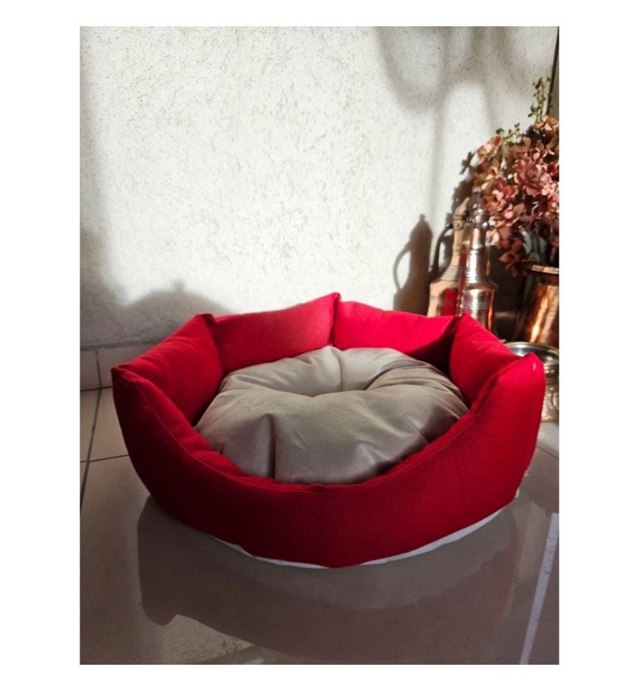 Haustierbett, Rot, Creme, Faser