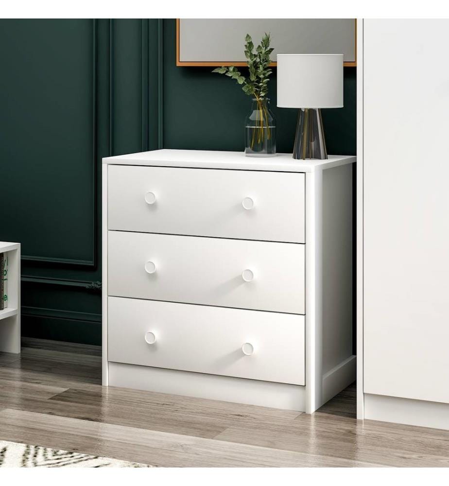 Comò, Bianco, 100% pannello di particelle rivestito di melamina
