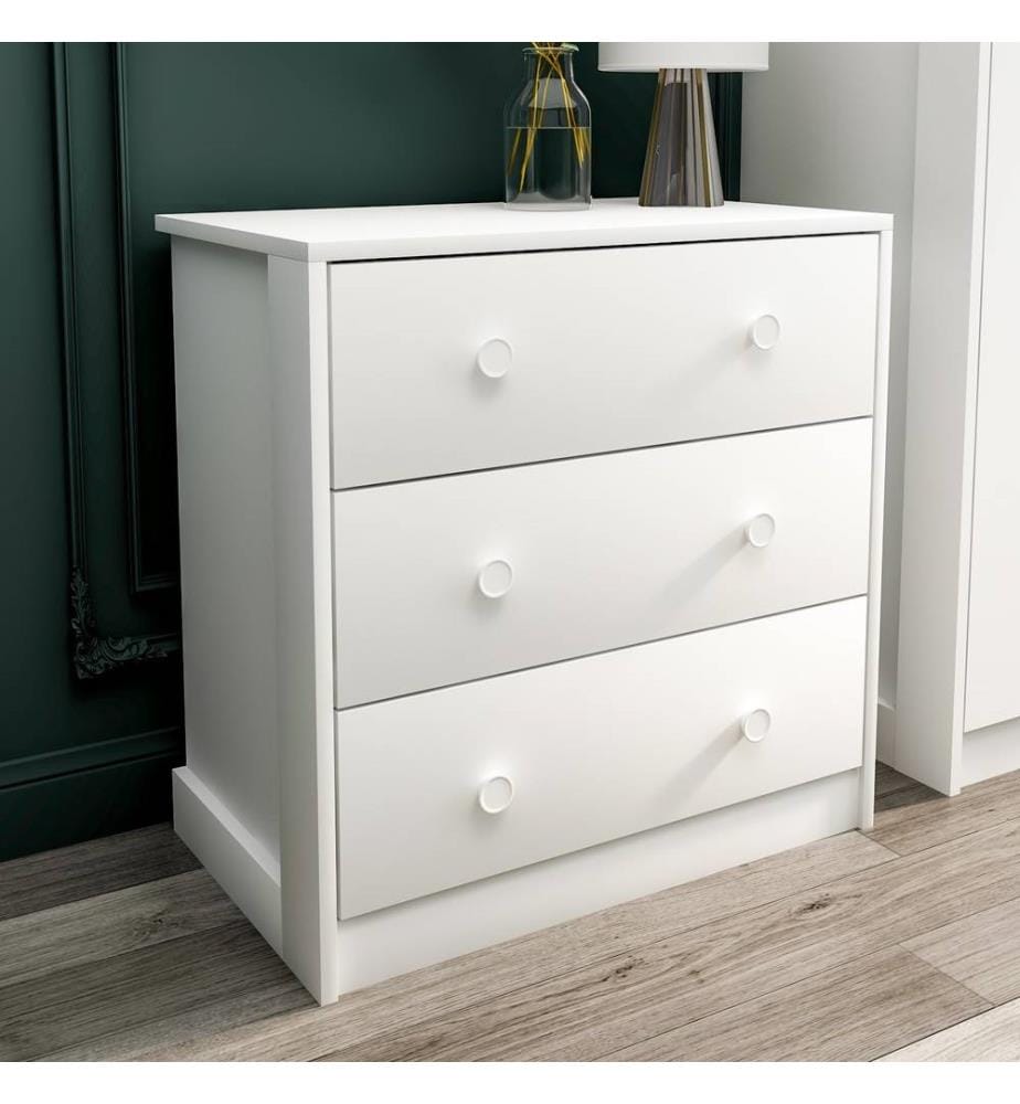Comò, Bianco, 100% pannello di particelle rivestito di melamina