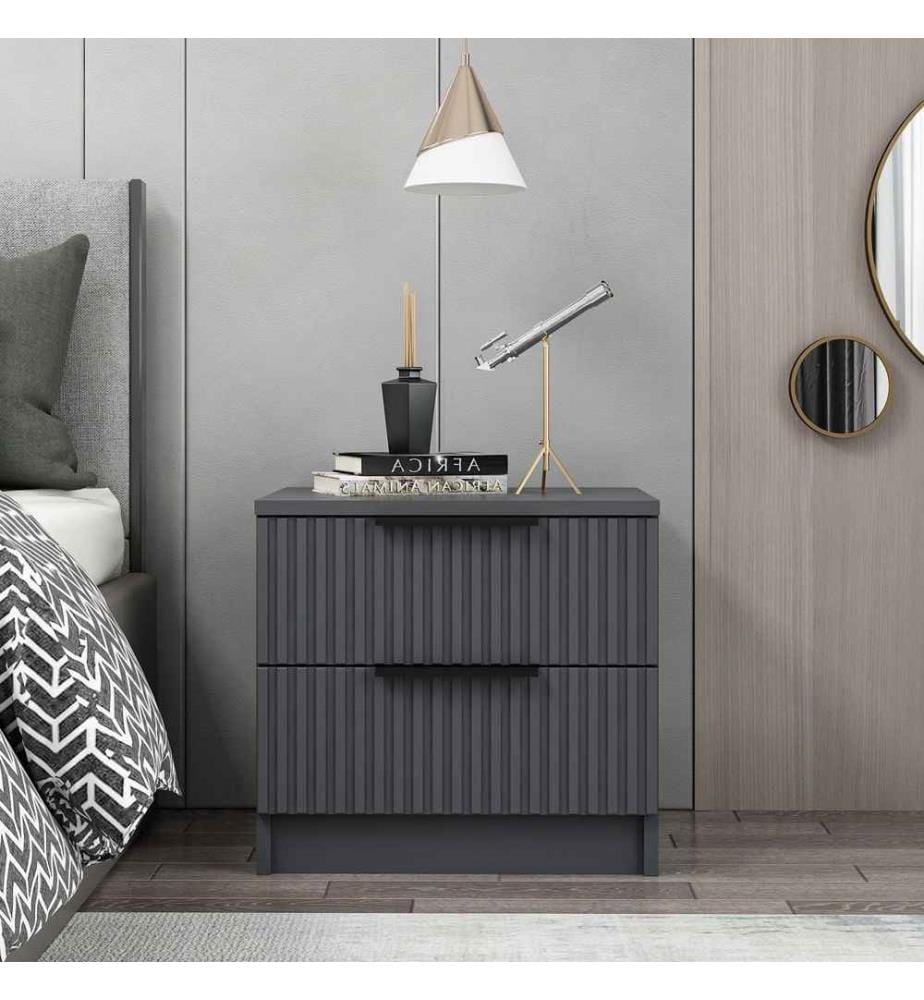 Table de nuit, Anthracite, panneau de particules mélaminé