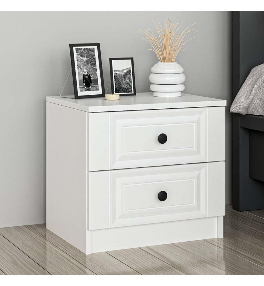 Table de nuit, blanc, panneau de particules mélaminé