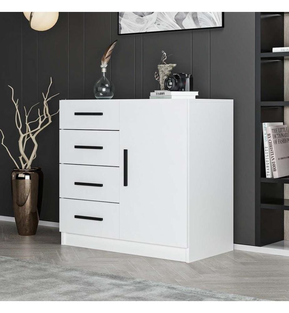 Commode, blanc, panneau de particules mélaminé