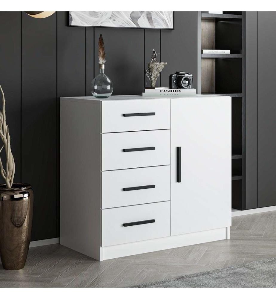Commode, blanc, panneau de particules mélaminé