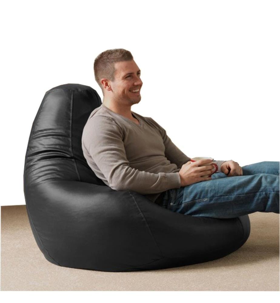 Bean Bag, Black, 100% Polyester, Fabric : 100% Faux cuir