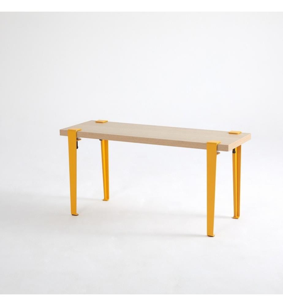 Panchina, legno giallo, pannello di particelle rivestito di melamina