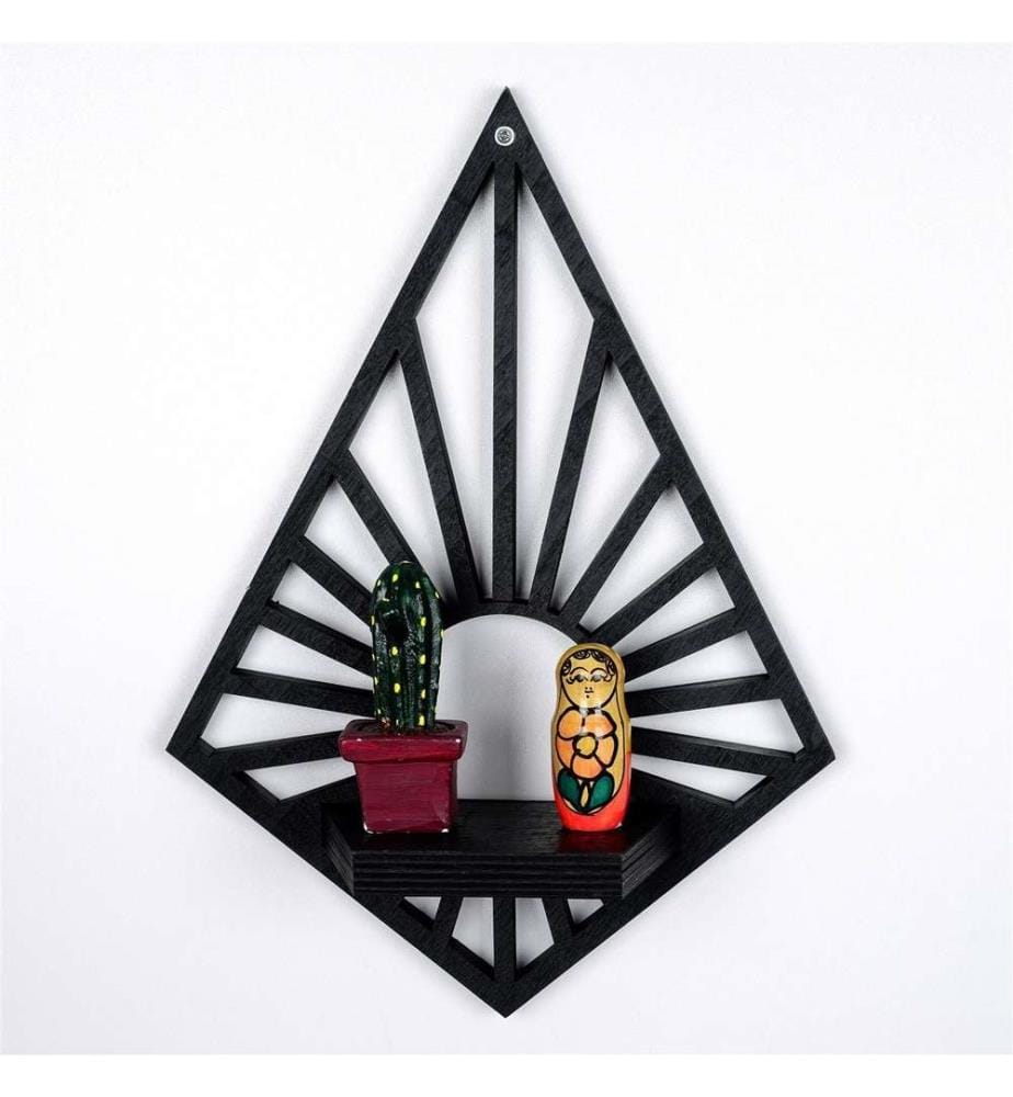 Accessoire mural décoratif, noir, bois massif