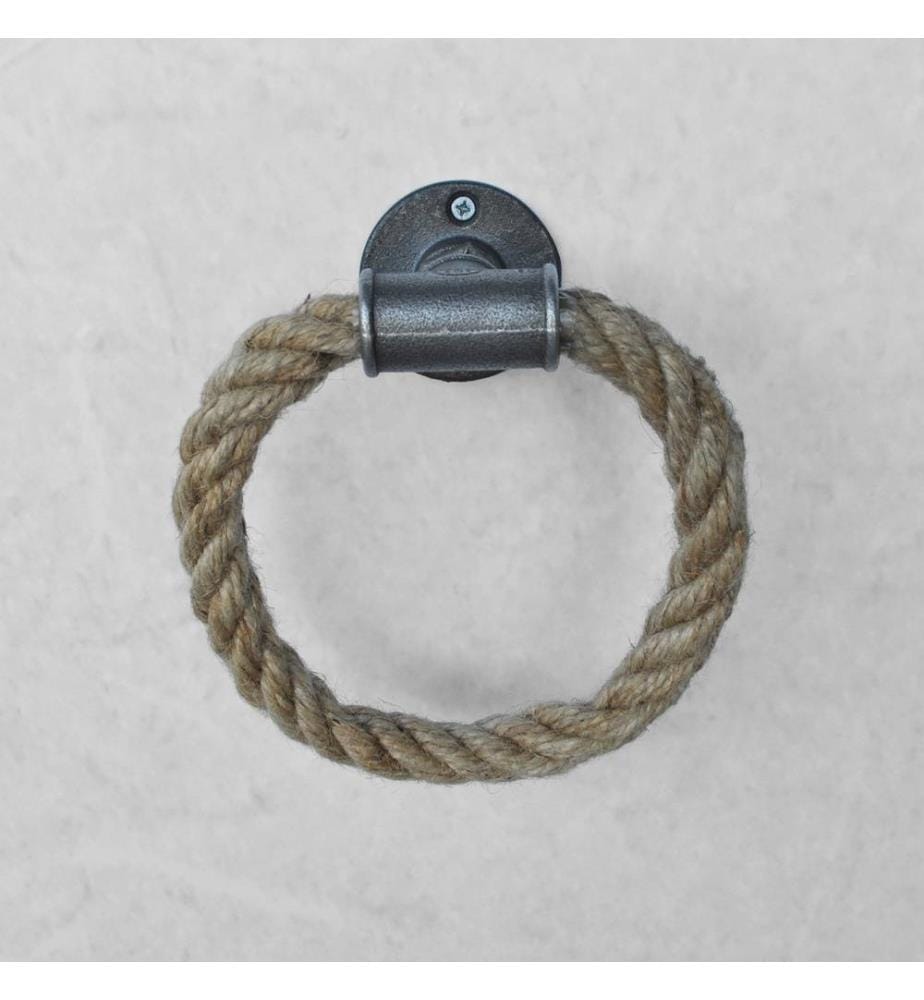 Gancio per tubi, grigio, metallo e corda