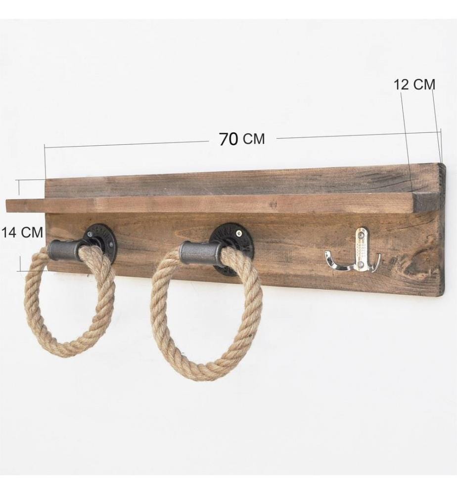 Gancio per tubi, legno di noce, abete rosso, portata 8 kg