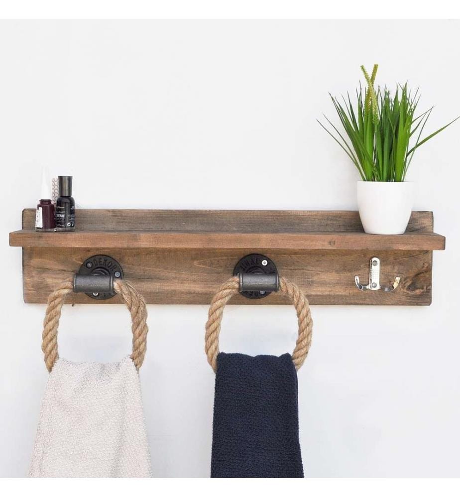 Gancio per tubi, legno di noce, abete rosso, portata 8 kg
