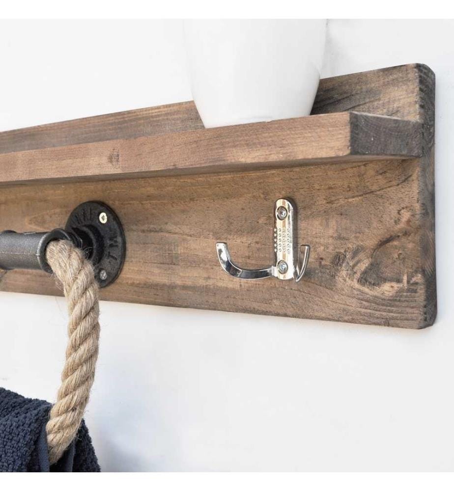 Gancio per tubi, legno di noce, abete rosso, portata 8 kg