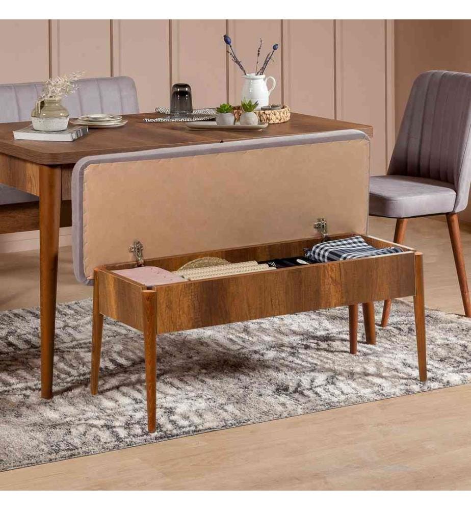 Bank, Nussbaum Soho, Melaminbeschichtete Spanplatte, Samtstoff