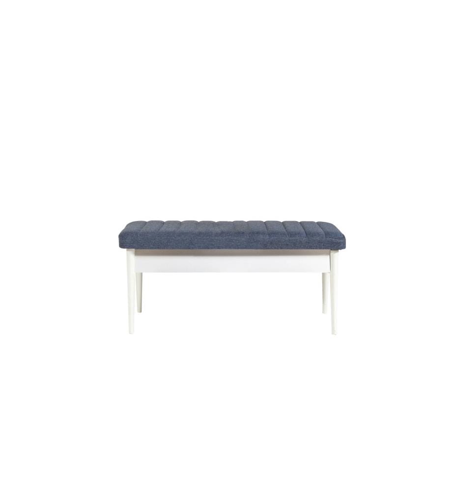 Panchina, Bianco blu scuro, Pannello di particelle rivestito di melamina, Materiale in tessuto di velluto