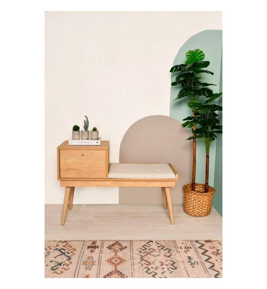 Panchina, Rovere, Crema, Legno di carpino, Tessuto di lino