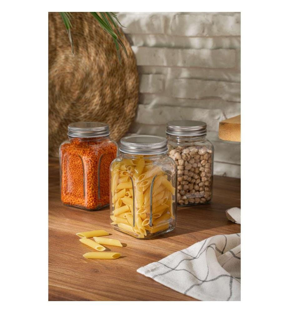 Jar Set, 3 Pieces, Silver, 100% GLASS
