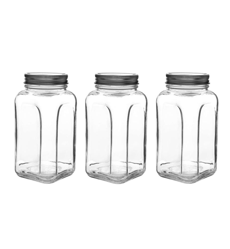 Jar Set, 3 Pieces, Silver, 100% GLASS