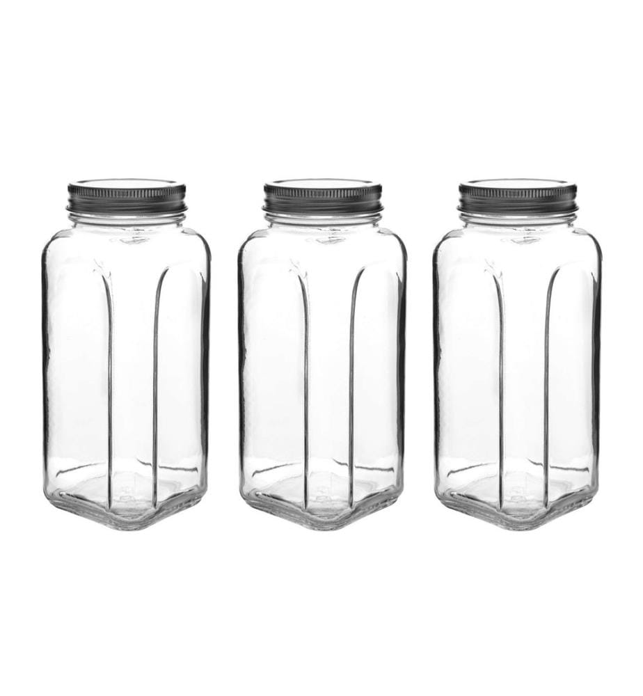 Jar Set, 3 Pieces, Silver, 100% GLASS