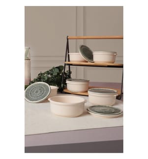 Storage Box Set, 6 Pieces, Cream, 100% Ceramic, Antibacterial