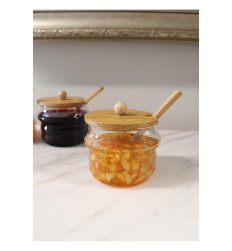 Jar, Transparent, 100% Glass, Bamboo Lid