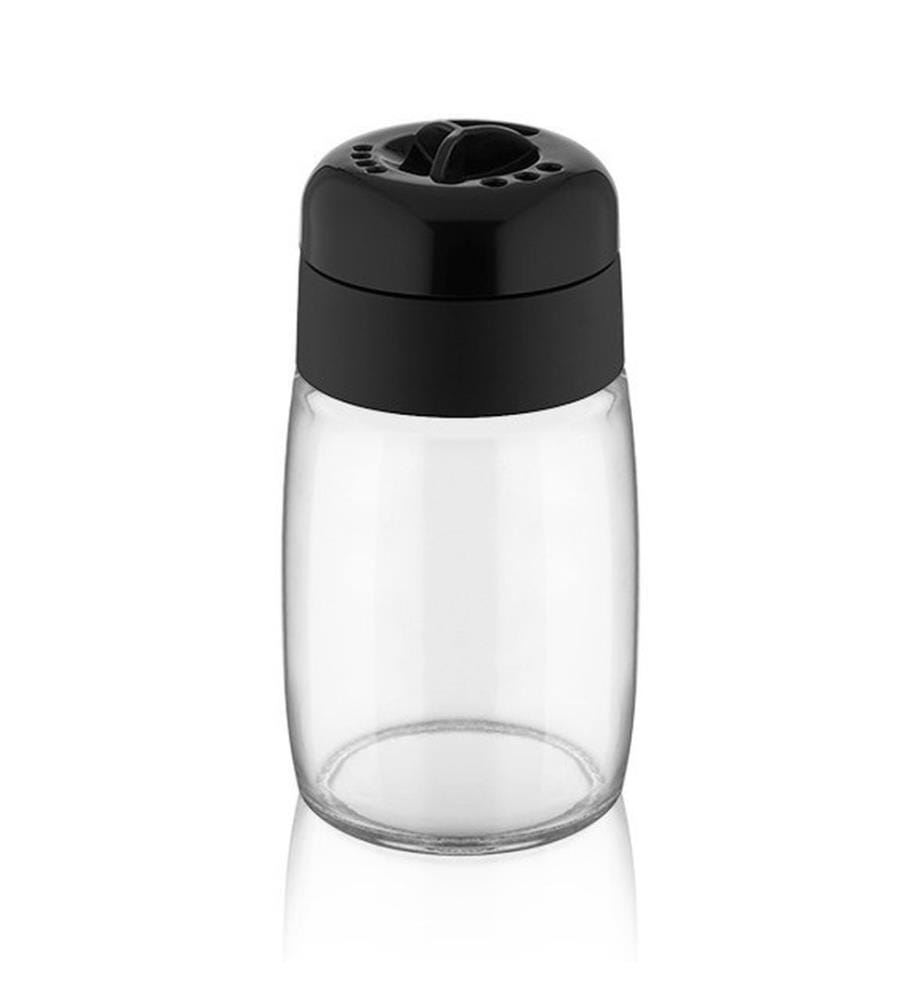 Spice Jar Set, 2 Pieces, Transparent, Black, 100% Glass, Plastic Lid
