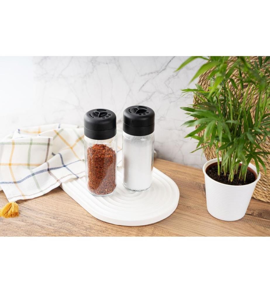 Spice Jar Set, 2 Pieces, Transparent, 100% Glass, Plastic Lid