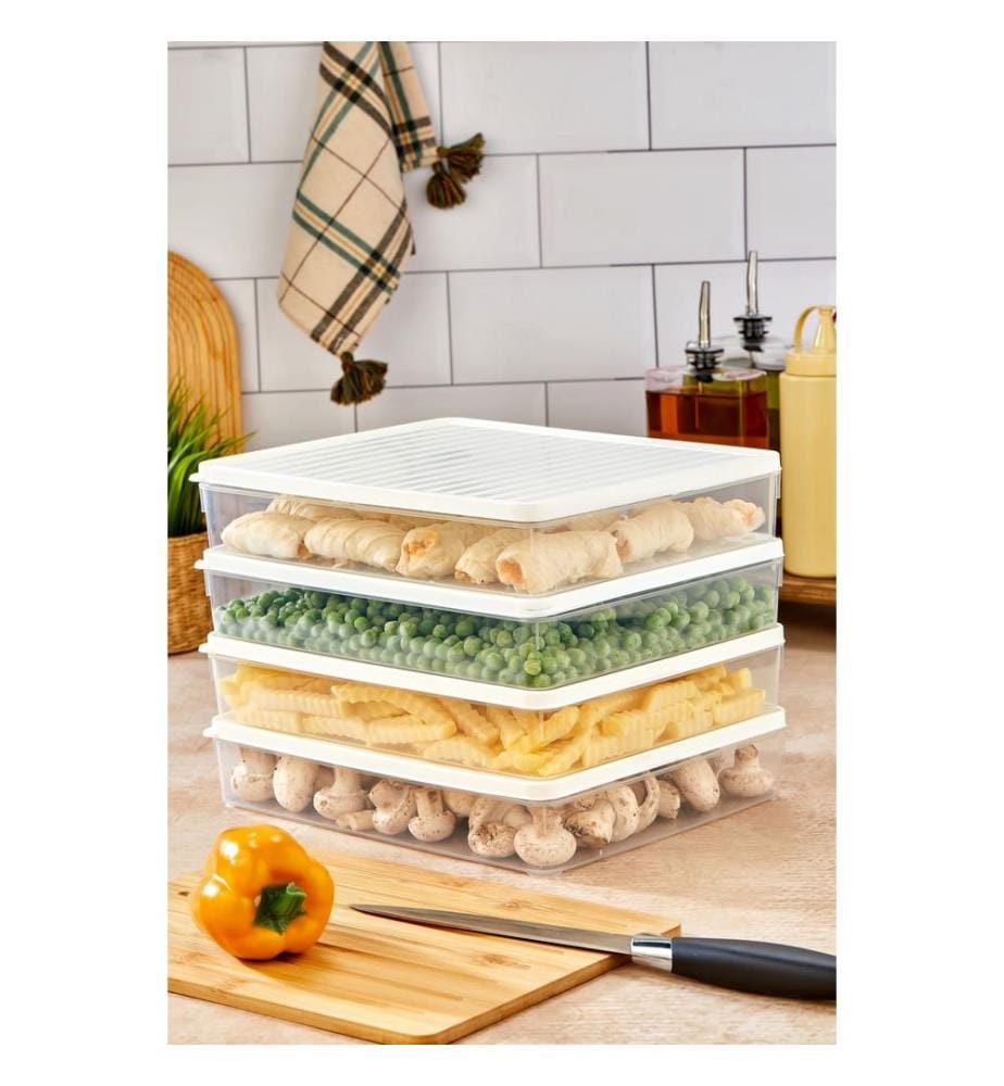Storage Box Set, 4 Pieces, White, 100% PLASTIC