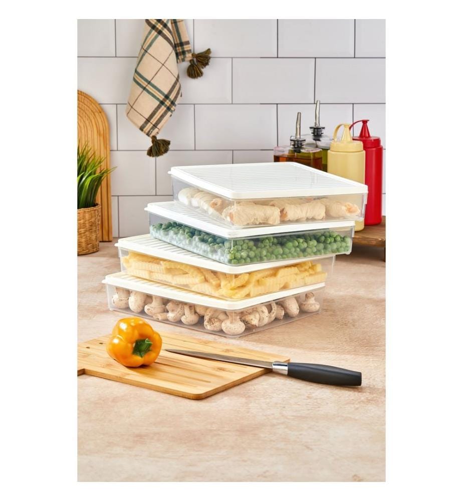 Storage Box Set, 4 Pieces, White, 100% PLASTIC