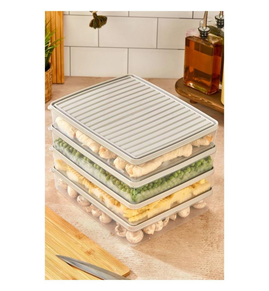 Storage Box Set, 4 Pieces, Cream, 100% PLASTIC