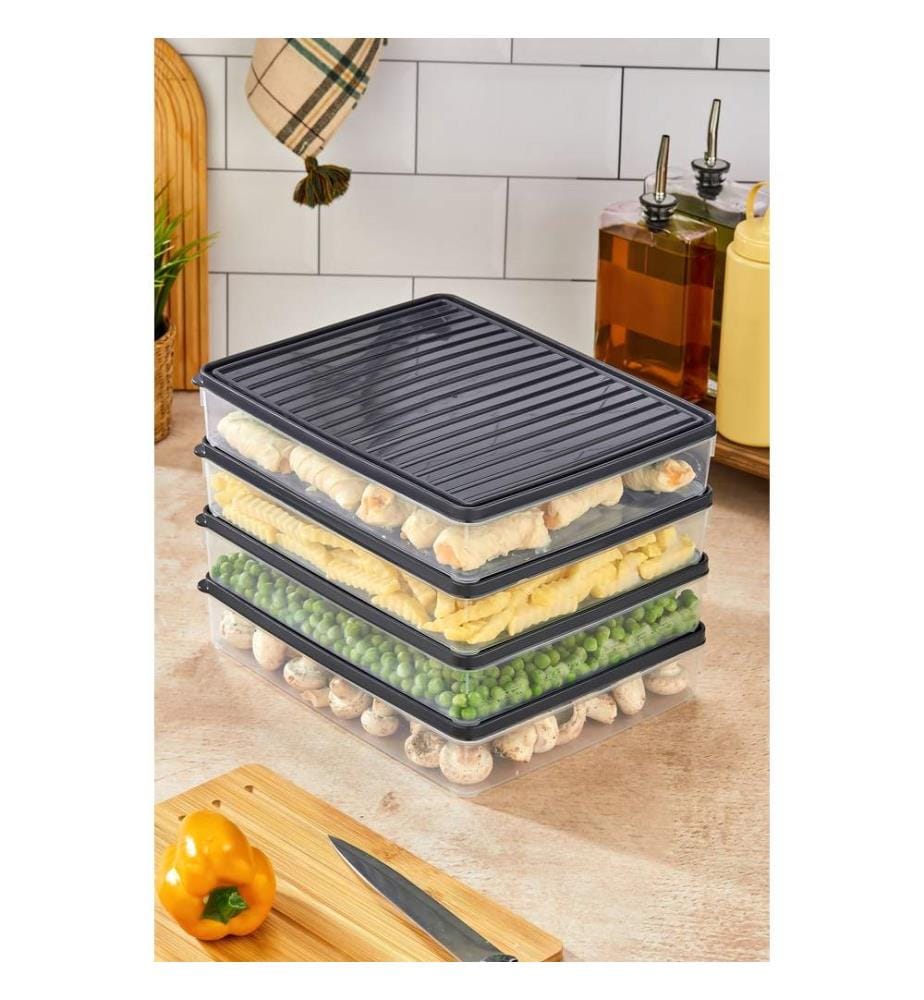Storage Box Set, 4 Pieces, Anthracite, 100% PLASTIC