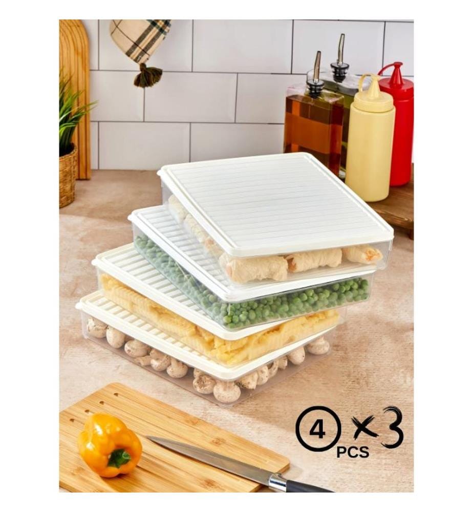 Storage Box Set, 12 Pieces, White, 100% PLASTIC