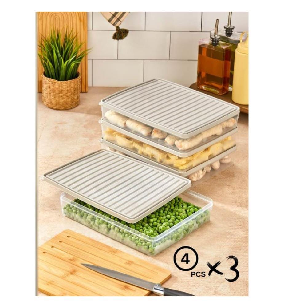 Storage Box Set, 12 Pieces, Cream, 100% PLASTIC