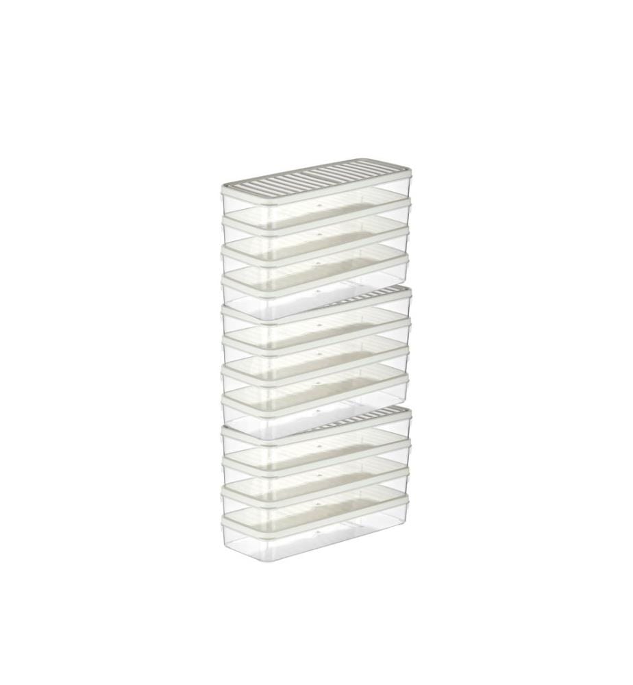 Storage Box Set, 12 Pieces, White, 100% PLASTIC