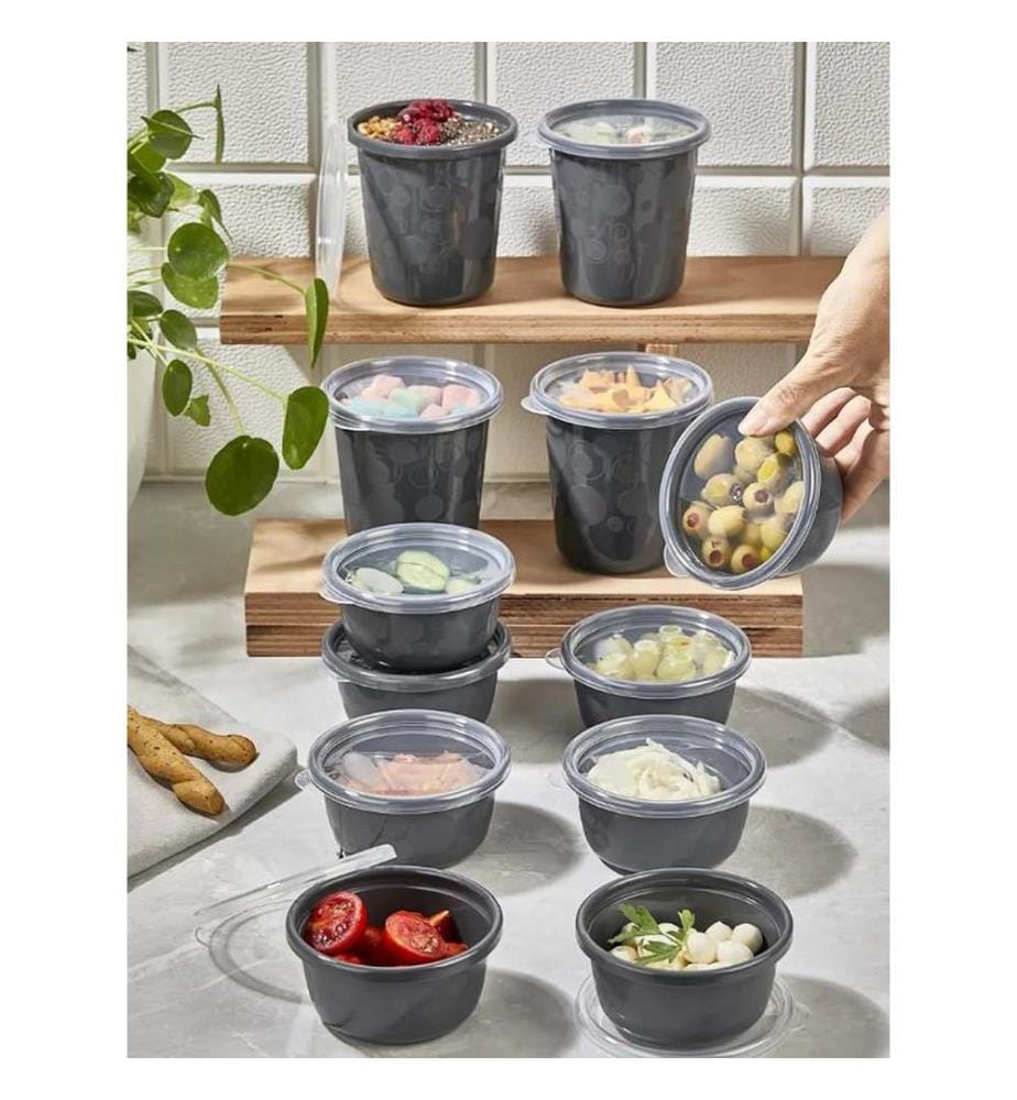 Storage Box Set, 12 Pieces, Anthracite, 100% PLASTIC