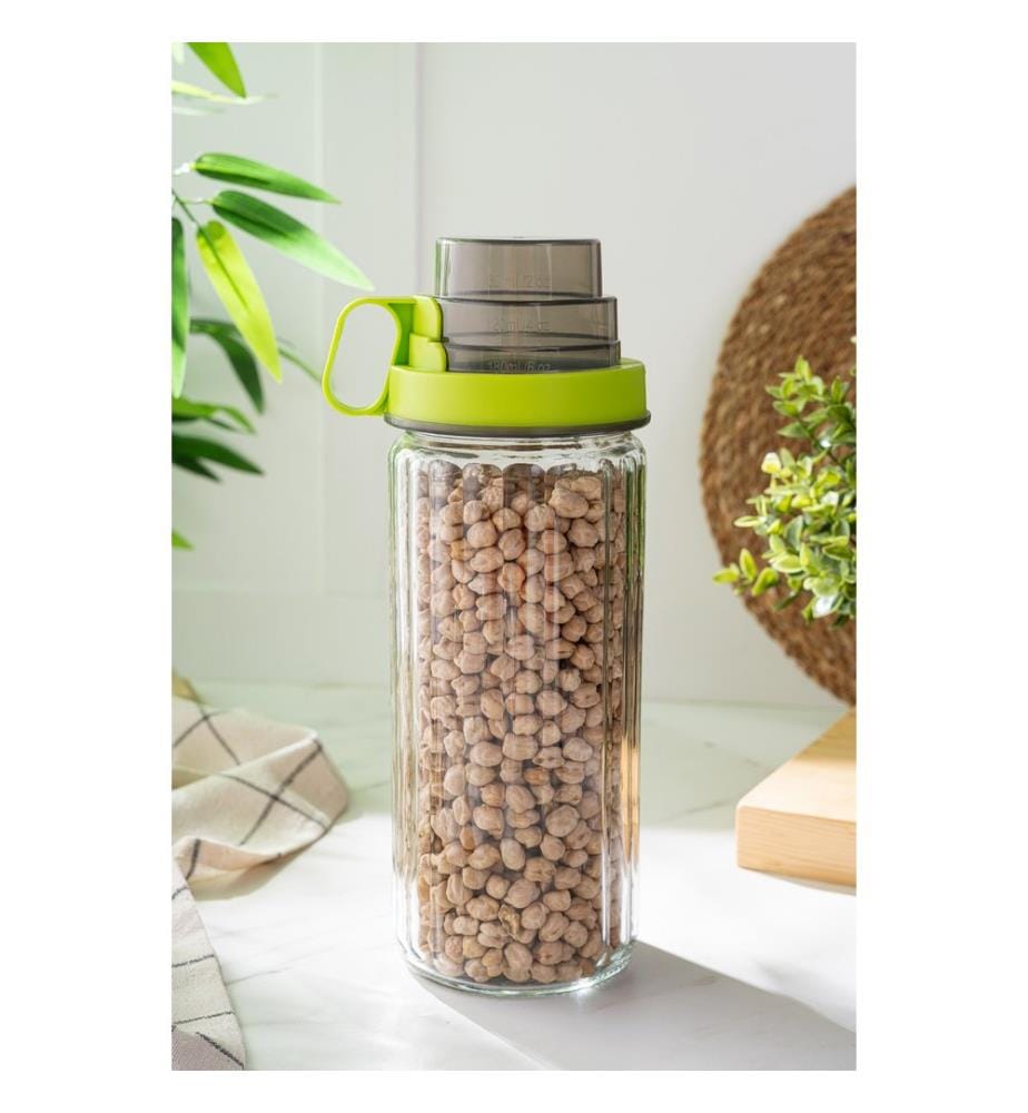 Canister, Multicolor, 100% Glass, Plastic Measuring Cap