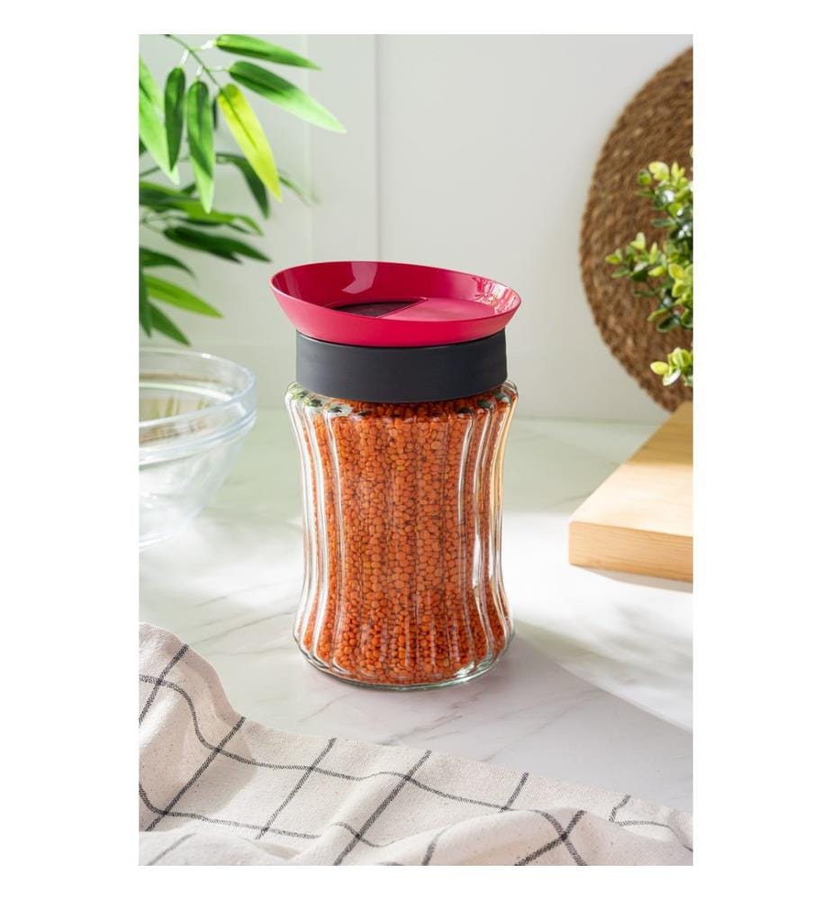 Canister, Multicolor, 100% Glass, Plastic Lid