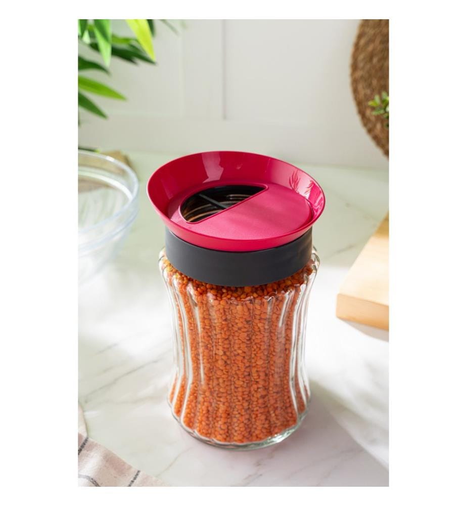 Canister, Multicolor, 100% Glass, Plastic Lid