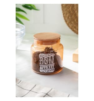 Jar, Multicolor, 100% Glass, Wooden Lid