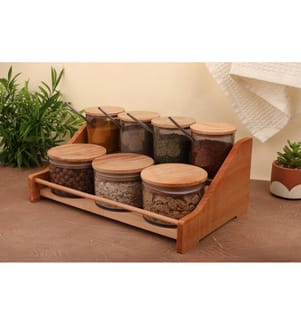 Spice Jar & Kitchen Shelf Set, Wooden, Purple, Jar: 100% Plastic