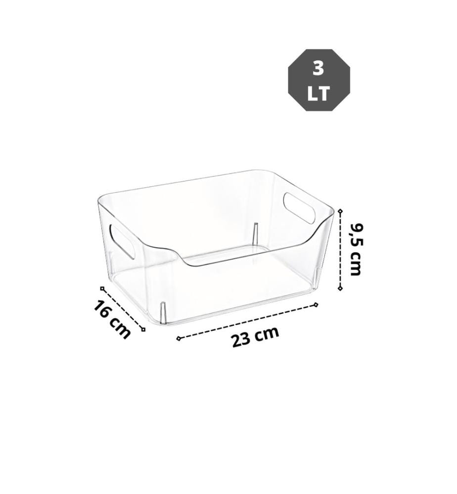Fridge Organizer Set, 3 Pieces, Transparent, 100% PLASTIC