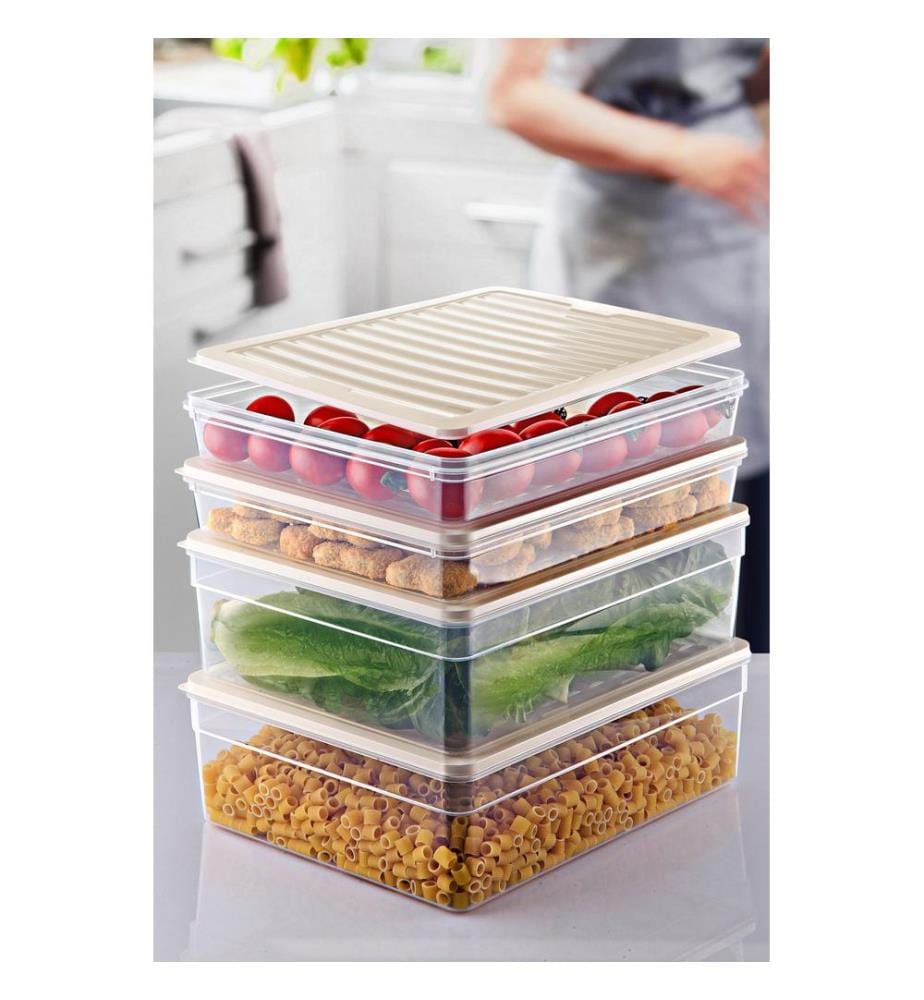 Storage Box Set, 4 Pieces, Cream, 100% PLASTIC