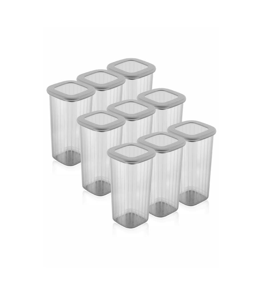Storage Box Set, 9 Pieces, Anthracite, 100% PLASTIC