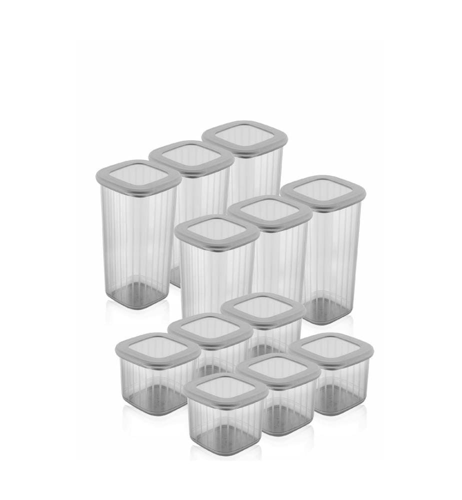 Storage Box Set, 12 Pieces, Anthracite, 100% PLASTIC