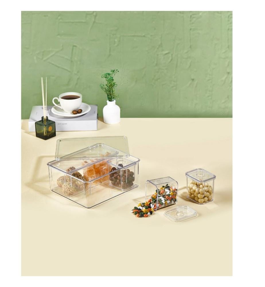 Storage Box Set, 5 Pieces, Transparent, 100% PLASTIC