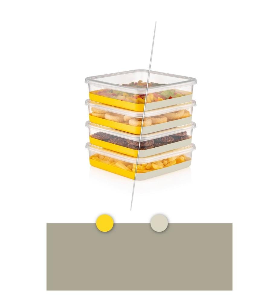 Fridge Organizer Set, 4 Pieces, Grey, 100% PLASTIC