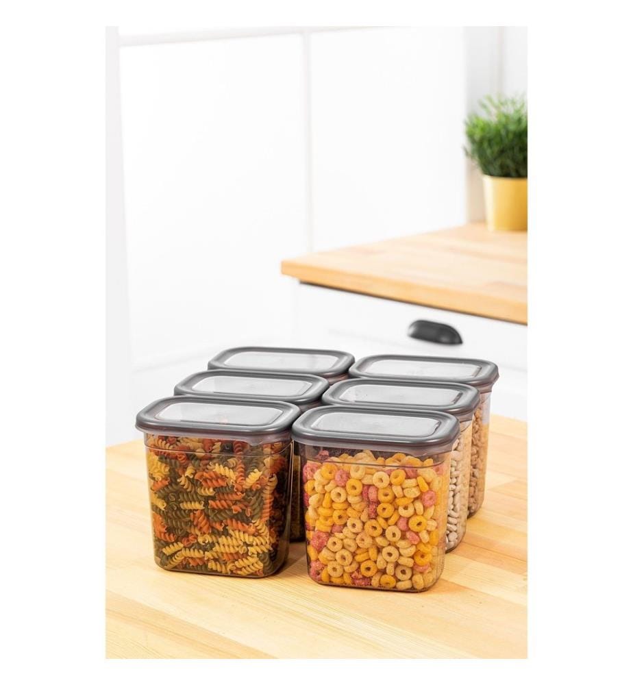 Storage Box Set, 6 Pieces, Anthracite, 100% Plastic