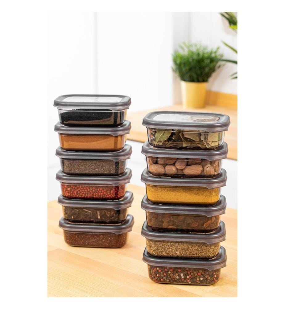 Storage Box Set, 12 Pieces, Anthracite, 100% Plastic