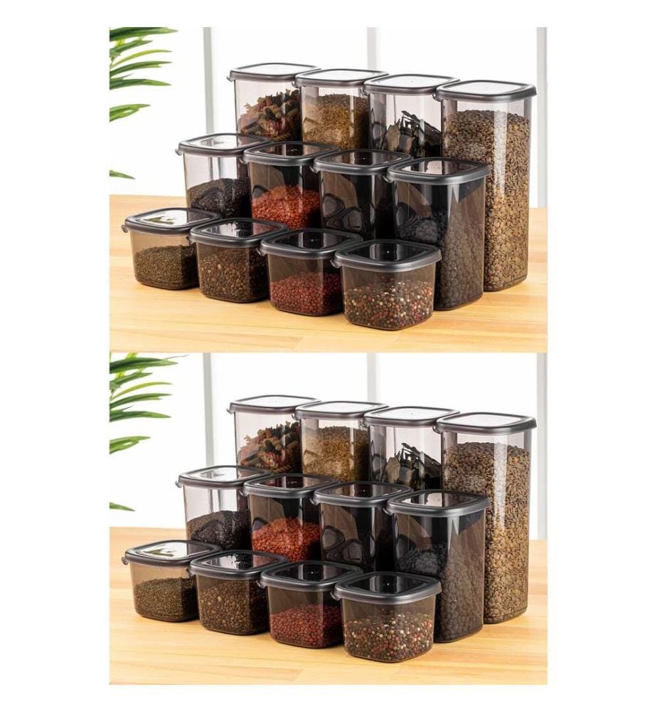 Boîte de rangement, 24 pièces, Anthracite, 100% Plastic
